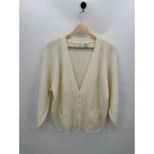 Just For Women Cardigan Sweater Women 1X Cream Button Down Knit Chunky Academia